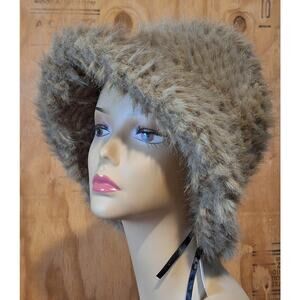 NWT Anthropologie Faux Fur Bucket Hat OS Tan Classic Bohemian Hipster BohoStyle